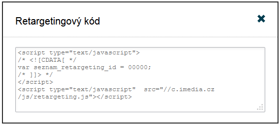 Ukázka retargetingového kódu z inzertního systému Seznamn Sklik (Remarketing)