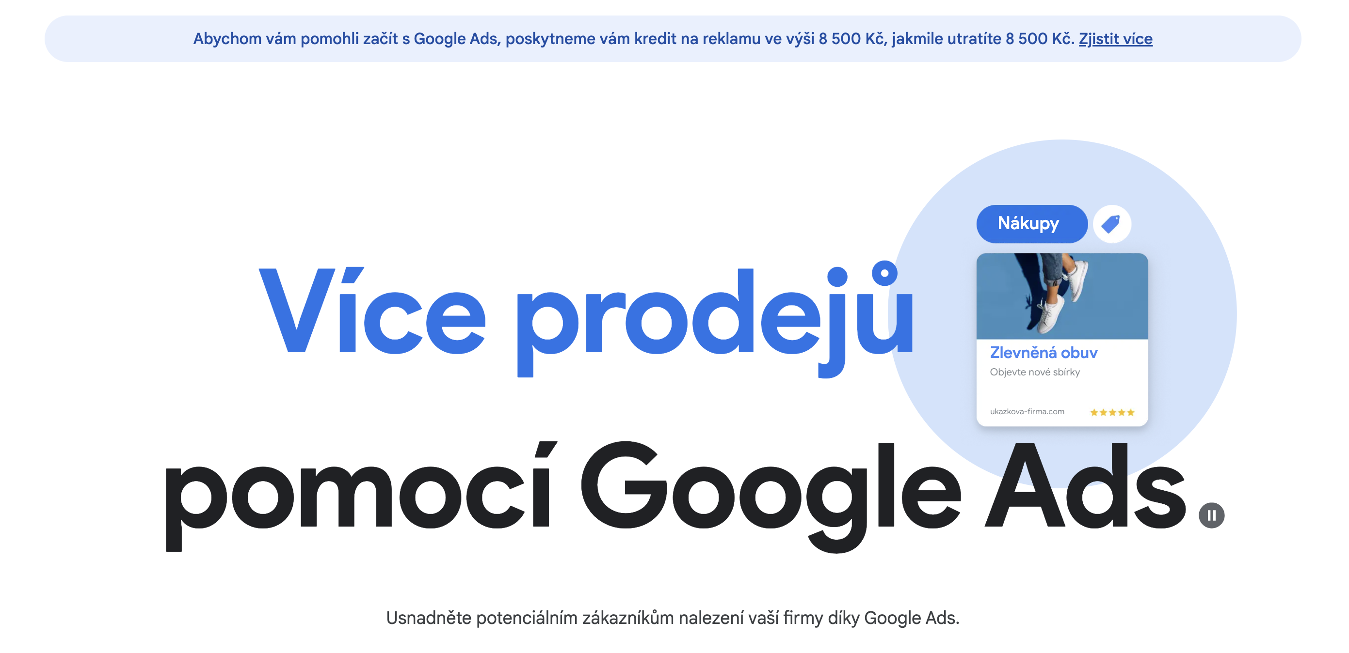 Akce Google Ads - kredit zdarma